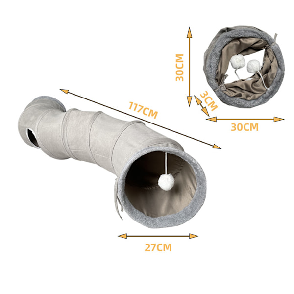 Kattunnel, Kattunnel, Kattunnel Tyg med Boll och Kattleksaker, Lektunnel för Katt och Kanin, Kanintunnel, Robust, Rostar Inte