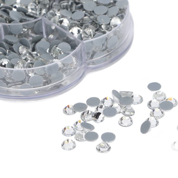 1440 st Hot Fix Rhinestones Glas Platt Botten Transparent Vit DIY Tillbehör för Kläder Skor Nagelkonst