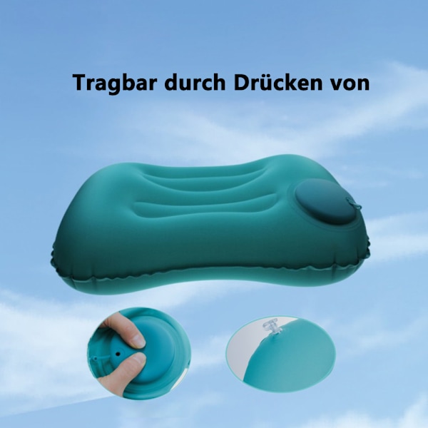 Uppblåsbar kudde, campingkudde, resekudde handpress uppblåsbar - praktisk kudde för camping, utomhus, backpacking, för bil, flyg, strand -