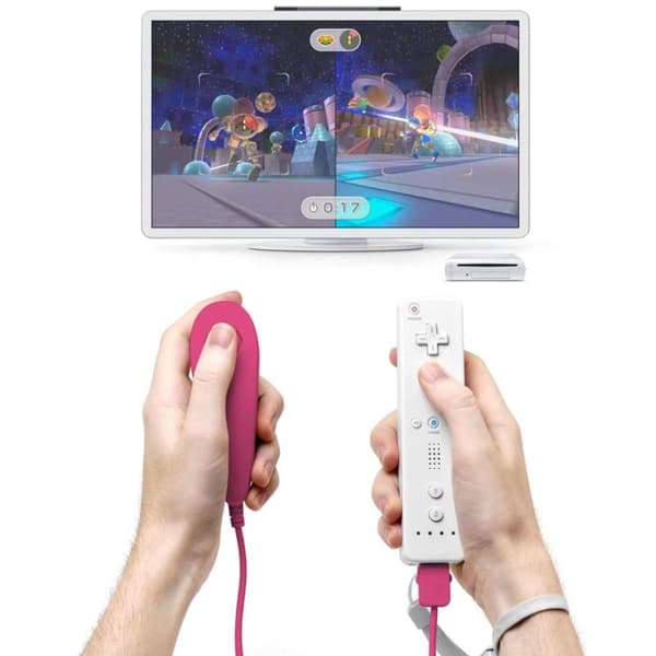Wii Nunchuck Controller til venstre/højre hånd, nem installation, 3-akset bevægelsessensor, trådløs controller med vibrationsfeedbackfunktioner