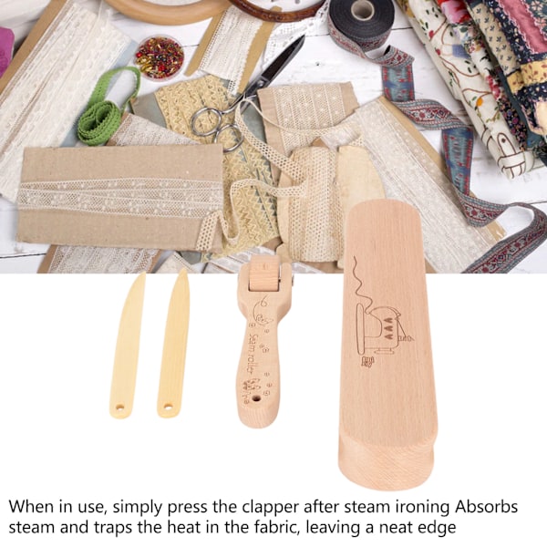 Skräddarklappa, Professionell Träklappa för Utjämning av Tyger, Perfekt för Quilting- och Sömnadsprojekt, Spårad Design för Bekvämt Grepp,