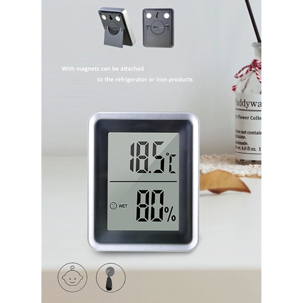 Kompakt Hygrometer, Portabel Digital Termometer med Snabb Uppdatering för Realtidsinformation i Dina Bostadsutrymmen, Perfekt för Att Bibehålla Komfort