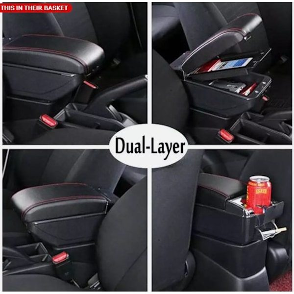 Armstöd för Suzuki Swift 2005-2020, Dubbellager, Centralförvaringsbox