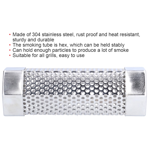 Rökare Rör 304 Rostfritt Stål Bärbar Hex Stabil Grill Rökgenerator Rör för Kall Varm Rökning Grillad Mat 15.4x5cm(6 Tum)
