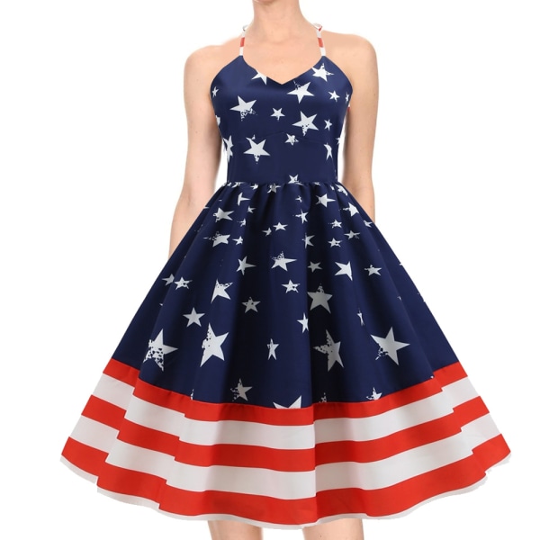 4 juli American Flag ärmlös klänning Patriotisk klänning Retro