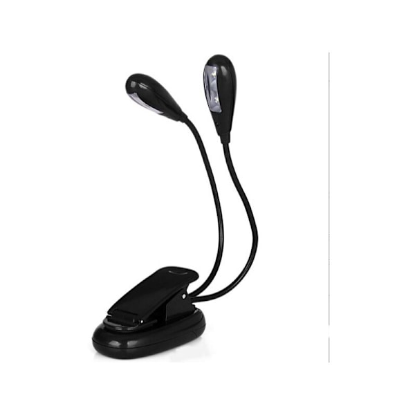 Musikställ Lampa, Triomphe 4 LED Mini Dubbelhuvud Lampa Justerbar Klämma Lampa med USB-kabel för Läsning/Bok/Bord/Sängbord