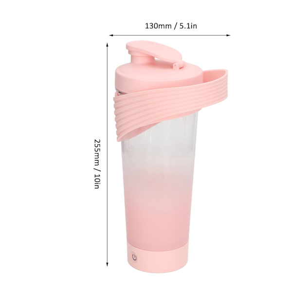 Shakerflaska USB Uppladdningsbar Kraftfull Silikon för Protein Kaffe Mjölkshakes 800ML Rosa
