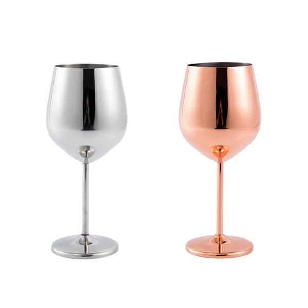 Okrossbart Vinglas i Stål, Portabla Vinglas för Utomhusbruk, Rostfria Vinglas Splittringsfria Okrossbara, Set om 2, 500ml