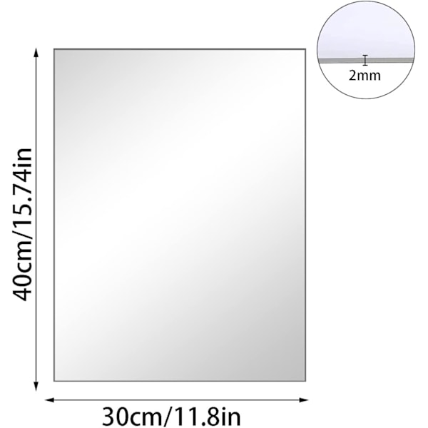 HD självhäftande väggspeglar glas dekorativ spegel stora självhäftande speglar för badrum, sovrum, dörr, etc (40 x 30 cm)