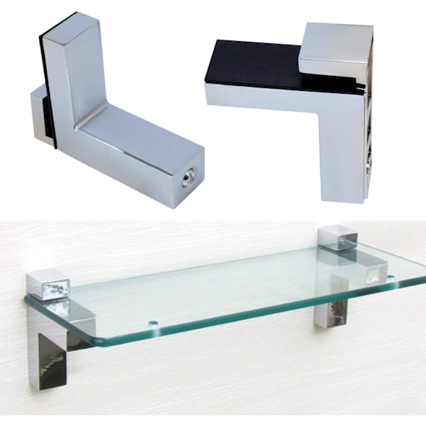Funktionell Stilren Design Glashylla Fäste Väggmontering, Kraftig Metall Justerbart Glasstöd För 5-30mm Tjock Hylla, 4 ST