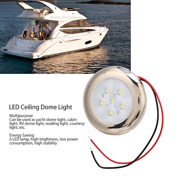 12V RV LED-taklampa kupol IP65 Vattentät vit belysning för båt husbil Van husvagn lastbil