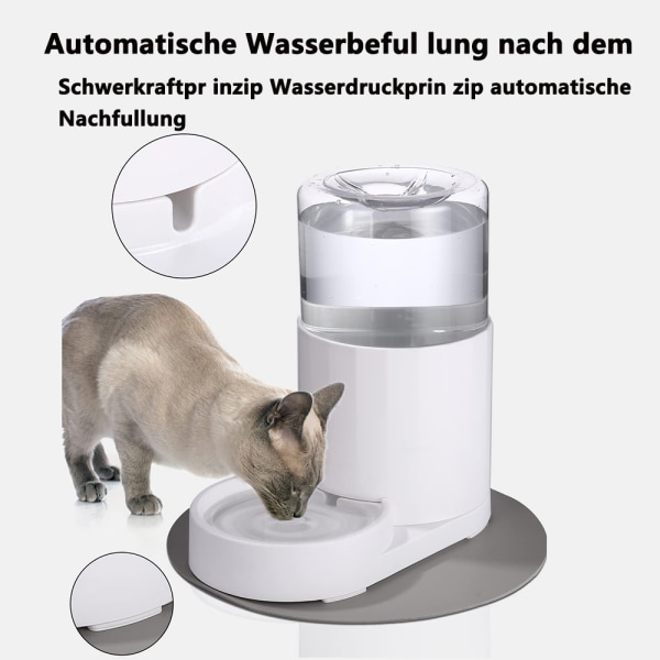 Automatisk vattendispenser för husdjur, 2,5 l vattenautomat för hundar och katter, dricksfontän för katter utan elektricitet, vattenautomat för hundar, halkfri