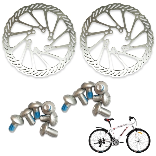 Cykelskivbromsskiva 160mm, 2-pack rostfritt stål cykelrotor med 12 skruvar, lämplig för de flesta cyklar, racercyklar, mountainbikes, BMX