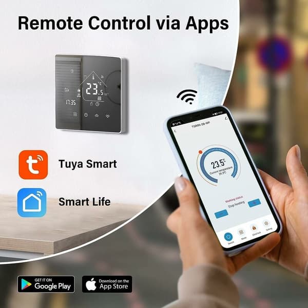 Smart Termostat til Hjem og Kontor, med Ntc Sensor, Touchscreen WiFi Stemmestyring og Programmerbar Funktion til Tilpassede Varmeplaner