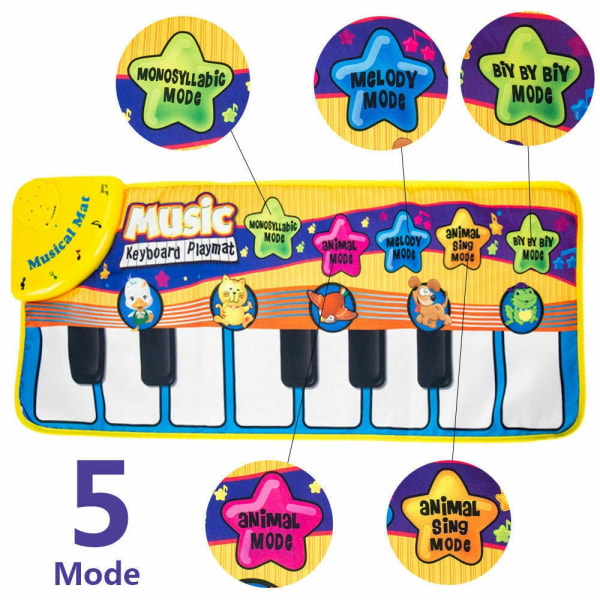Musikalisk barn piano lekmatta babymatta djur pedagogisk mjuk sparkleksak