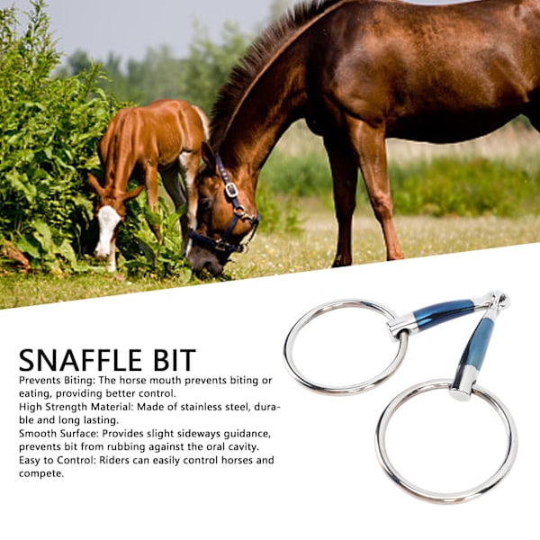 Hästmunstycke 5,1 tum 130 mm Snaffle Bit Rostfritt stål Mjuk kant Komfort Stall Hästtillbehör för gård