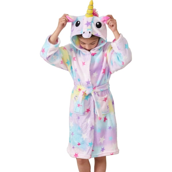 Barn Mjuk Enhörning Hooded Morgonrock Sovkläder - Unicorn Presenter för