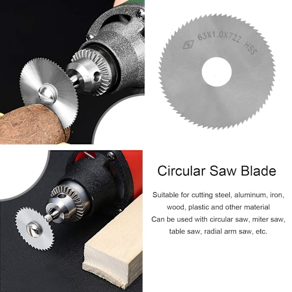 Hög Hastighetsstål 72 Tänder Cirkelsågblads Skärande Skiva Tillbehör 63 x 1 x 16mm