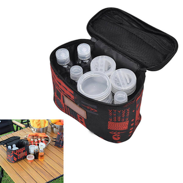 Camping kryddbehållare 9 lådor rese kryddset bärbar kryddbox för utomhus picknick grill