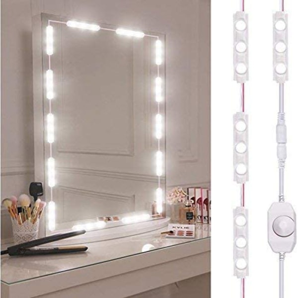 LED-spegelbelysning, dimbar spegelbelysning, längd sminkbelysning, kallvit LED-sminkbelysningssats