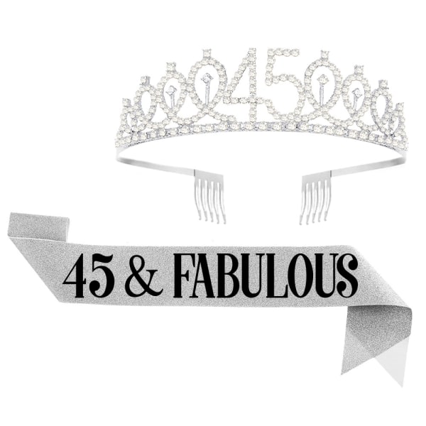 45th Birthday Sash and Crown hårband för kvinnor, födelsedag