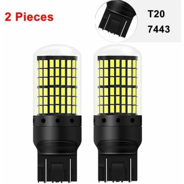 2 st T20 W21w 7443led Canbus Led Bil Glödlampor Broms Blinkersljus Vit 3