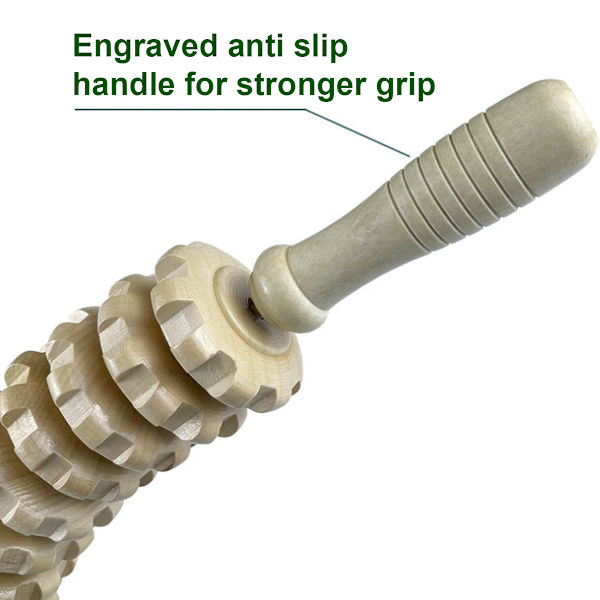 Trämassagesverktyg - 2 st trälymfdräneringsrullar och ryggmassageapparat, repmaderoterapi-kit för kroppsskulptering