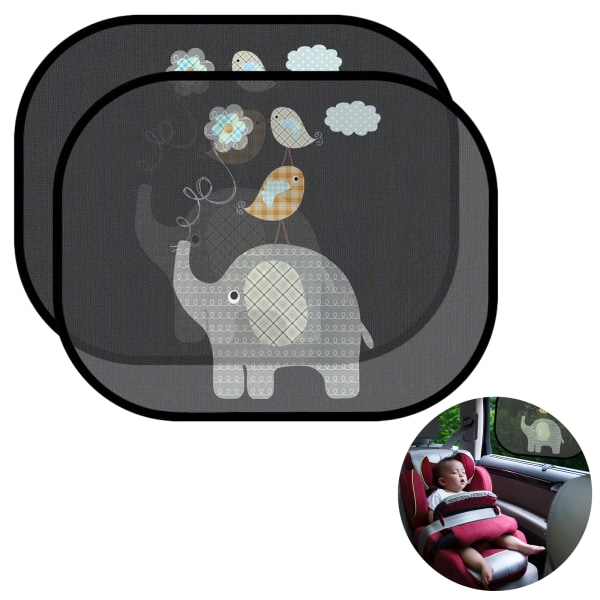 Bilfönsterskydd för baby med UV-skydd, Bilsolskydd för barn, Solskydd för bil, Baby med söta djurmotiv, 53 x 33 cm,