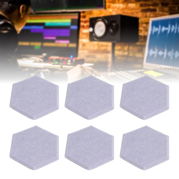 12 st Hexagon Akustikpaneler Hög Densitet Ljudabsorberande Paneler Ljudisolerade Snedställda Kantväggspaneler 14x12x7cm Moonlight Grey