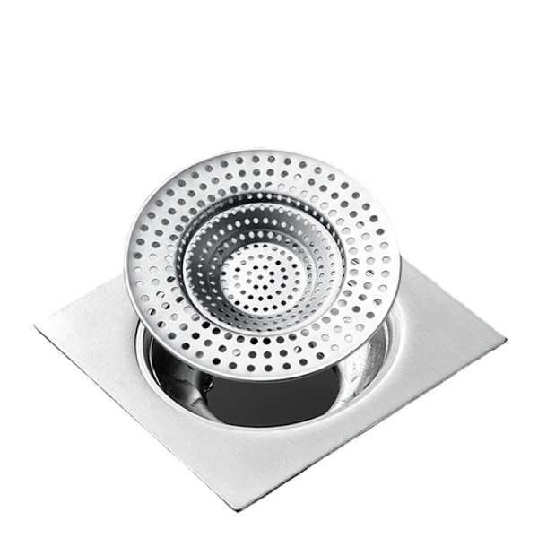 Duschbrunnssil i rostfritt stål (set om 4), hårsil för dusch, sil för handfat silver