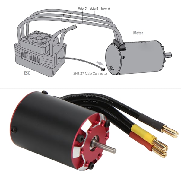 V2 Supersonic 3660 2800KV Motor 60A ESC Kit Borstlös Combo med Temperatursensor för 1/10 RC-fordon