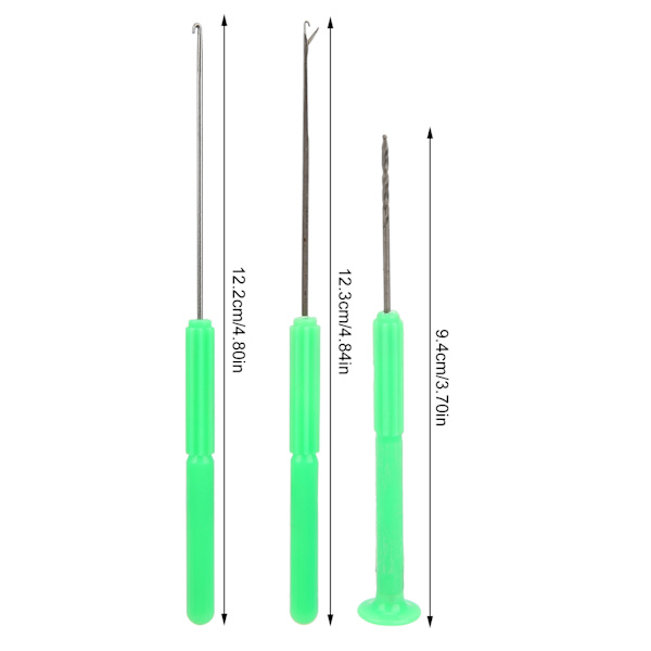 3 Set Karpfiske Rigging Bait Needle Tool Harpoon NeedleLatch NeedleDrill Kit