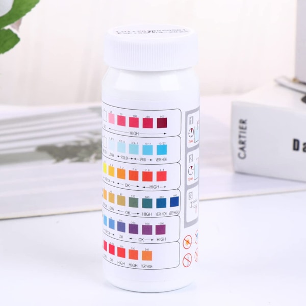 2-pack 6-i-1 Testremsor för Pool Spa, Vattentestremsor för Klor/Fritt Klor/Ph/Alkalinitet/Cyanursyra/Vattenhårdhet, 100 st