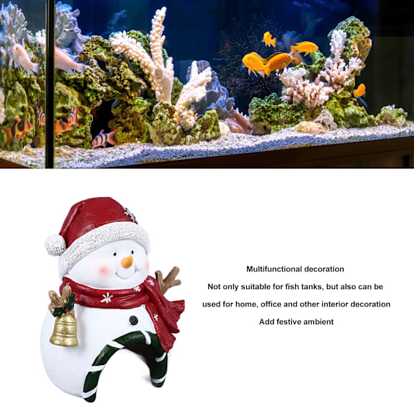 Jul Akvarium Dekoration Multifunktionell Landskapsarkitektur Resin Jul Fisk Tank Ornament för Akvarium Hem Kontor Jul Snögubbe