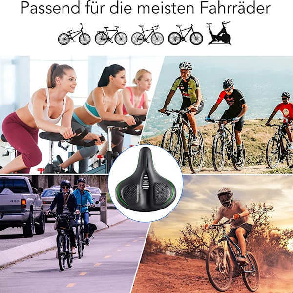 Överdimensionerad gelcykelsadel, bekväm, vattentät, andningsbar, ihålig minnesskum, bred sadel för män