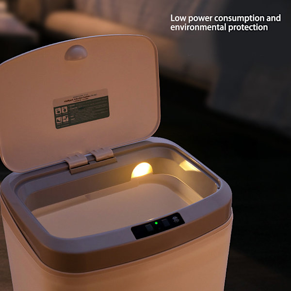 Smart soptunna 16L infraröd induktionsknapp kontroll manuell ljudlös hushåll automatisk soptunna med nattlampa vit