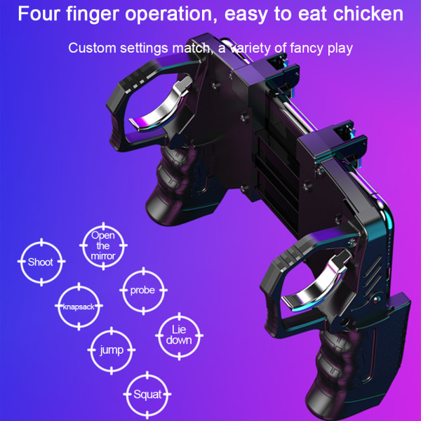 Mobilspelkontroll Trigger Fire-knappar Känslig joystick, Gamepad för 4,7-6,5 tum iPhone & Android-telefon
