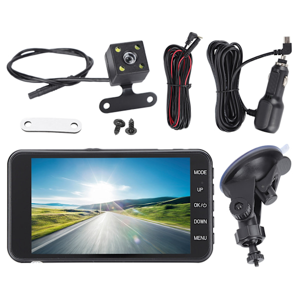 Högupplöst Dash Cam, Dubbel Bilkamera med WDR och Stor Skärm för Ultra HD Dash Cam för Bilar, Vidvinkelobjektiv, WiFi & App Smart Kontroll, och