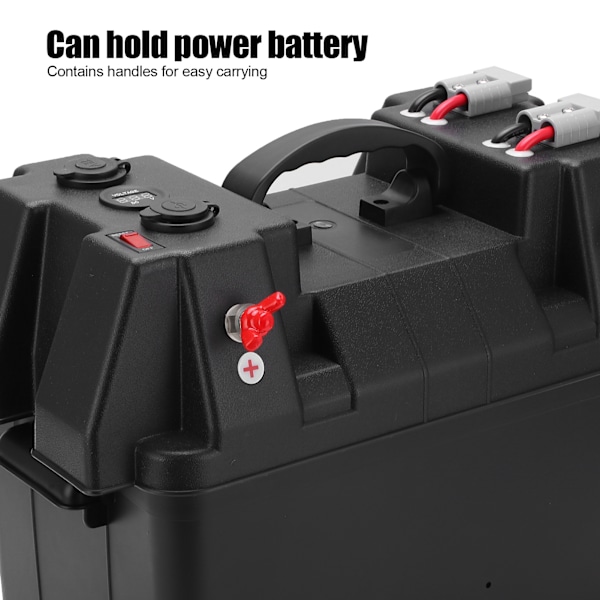 Reservbatteribox Strömcenter Bärbar Marintillbehör med Voltmeter för Bil Husbil Yacht Skepp 12V