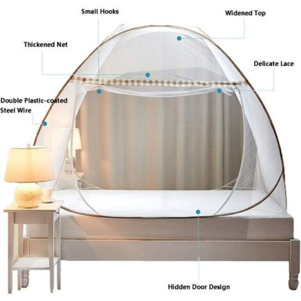 Fällbar säng myggnät pop up stort myggnät kupoltält enkel dörr camping myggnät gardin lätt att installera för sovrum 100 cm (B) 190 cm (L)
