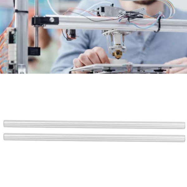 2 st 8 mm Linjära Axlar Hög Precision Krompläterat Stål Rörelseguide Cylinder för 3D-skrivare 300 mm / 11,8 tum
