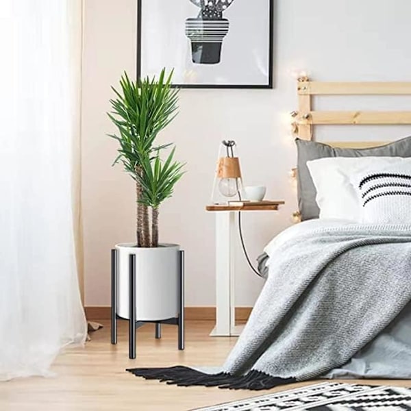 Växtstativ, metallväxthylla i enkel stil, inomhus- och utomhusblomkrukahållare justerbar bredd för 20-30 cm krukor (kruka ingår ej)