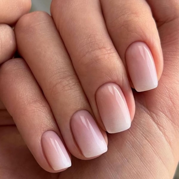 24 st Korta Press-on Naglar - Ombre, Rosa Gradienter, Nude & Fransk Mönster Falska Naglar med Lim, Mjuka Gel-naglar för Kvinnor & Flickor Nagelkonst