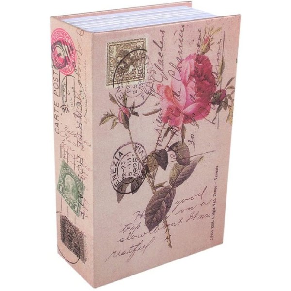 Säkerhetsbox, Haofy bokskåp med nyckel, ordboksformad kassalåda, låsbart bokskåp för förvaring av pengar, Rose Diary Style
