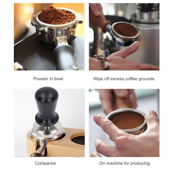 Kaffe Pulver Hammare Konstant Elasticitet Rostfritt Stål Kaffe Tamper för Hem Svart 51mm/2.0in