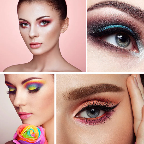 Sminkborstar, Tenmon 10 stycken Mermaid Style Ögonborstar Set Lämplig för Concealer Ögonskugga Puder Rouge Flytande Foundation Avancerad Blandad