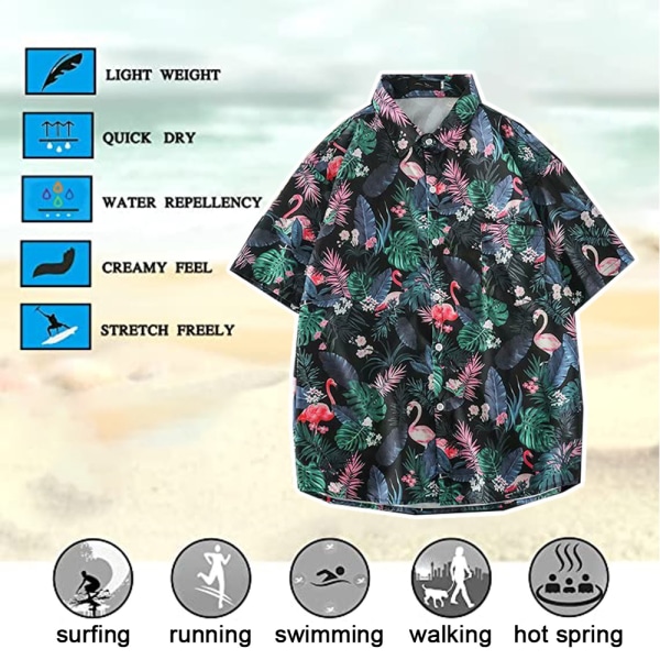 Casual skjorta för män Tropical Beach Shirts, printed strandskjorta