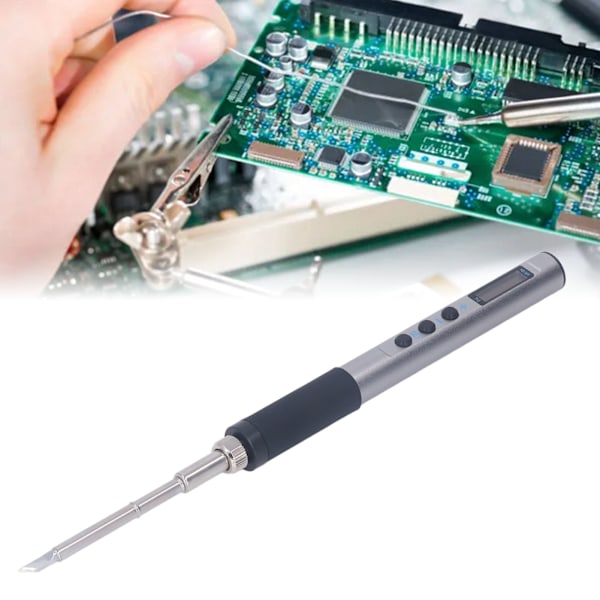 Smart Lödkolv Kit, Justerbar Temperatur Digital Display, Halkfritt Handtag Ergonomisk Design för Kretskortsreparation, Smyckestillverkning,