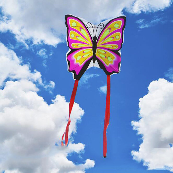 Lätt vind fjärilsdrake - Fjäril ROSA - enlinjesdrake för barn från 3 år - helt monterad - omedelbart redo att flyga