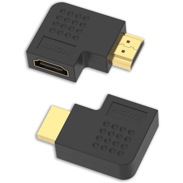 2-pack vinklade HDMI-HDMI-kopplingar 90 och 270 grader hane till hona vertikal platt adapter